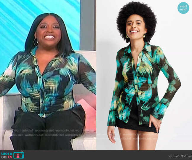Future Collective with Gabriella Floral Print Long Sleeve Shirt worn by Sherri Shepherd on Sherri