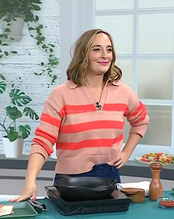 Gaby Dalkin’s pink striped polo sweater on Today