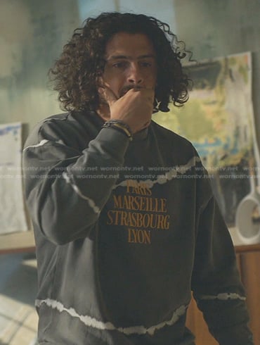Gael’s grey tie dye sweatshirt on Good Trouble