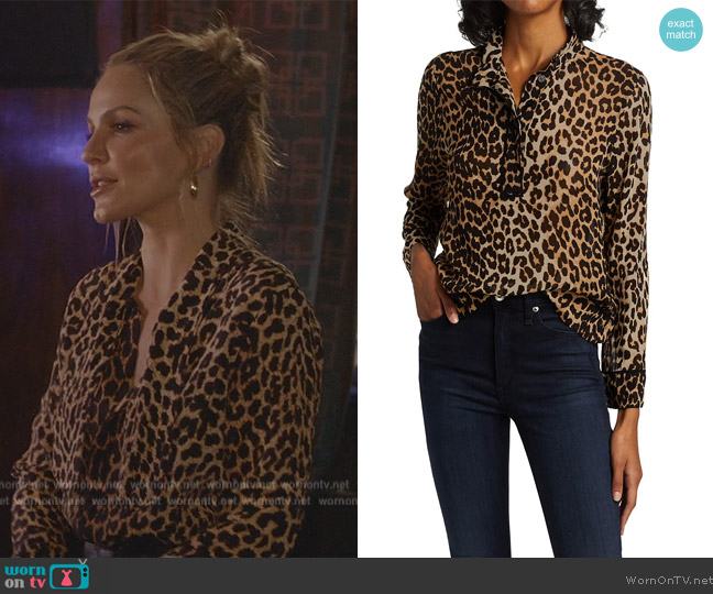 Ganni Printed Gerogette Long Sleeve Top worn by Laura Baker (Monet Mazur) on All American