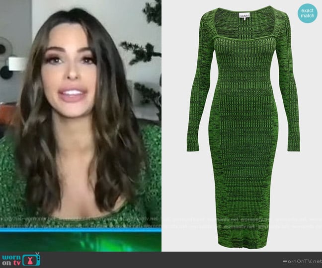 Ganni Ribbed Square-Neck Midi Dress worn by Jennifer Lahmer on Extra