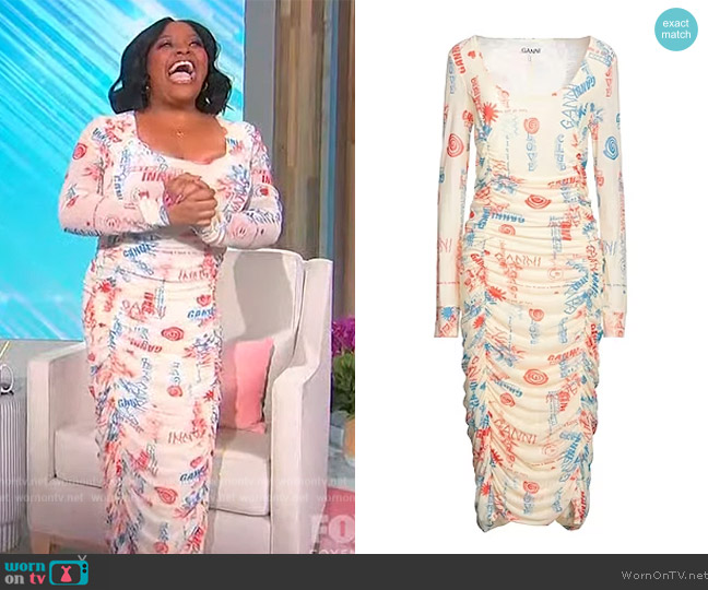 Ganni Midi Printed Dress worn by Sherri Shepherd on Sherri