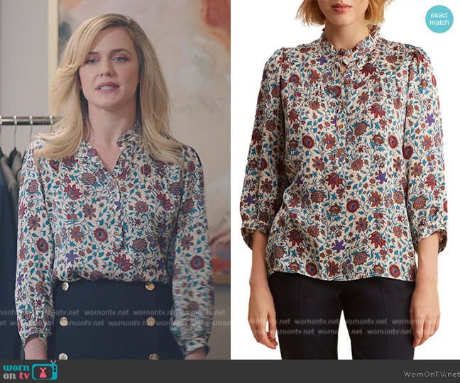Gerard Darel Carlton Printed Top worn by Sadie Ryan (Harriet Dyer) on American Auto