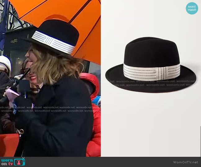 Gigi Burris Grosgrain-Trimmed Wool and Cotton-Blend Fedora worn by Savannah Guthrie on Today
