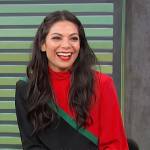 Ginger Gonzaga’s colorblock sweater on Access Hollywood