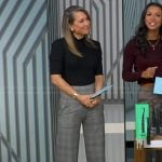 Ginger’s grey plaid wide-leg pants on Good Morning America