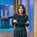 Ginger’s green paperbag waist leather pants on Good Morning America