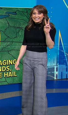 Ginger’s grey plaid wide-leg pants on Good Morning America