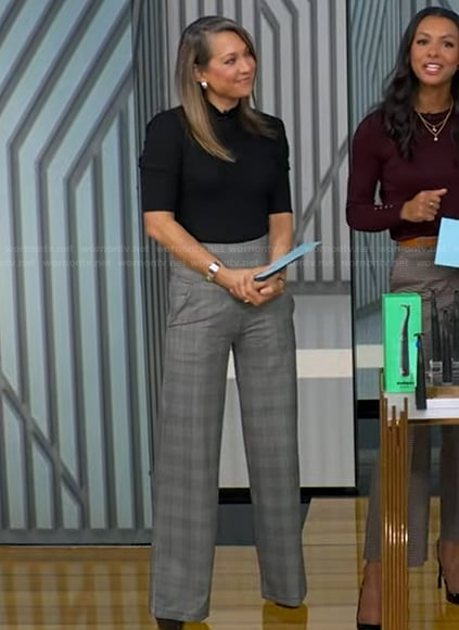 Ginger’s grey plaid wide-leg pants on Good Morning America