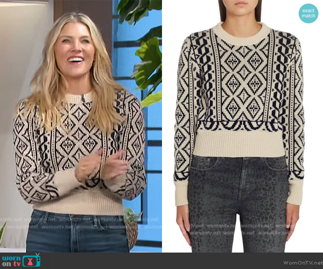 Golden Goose Geometric-pattern Cropped Jumper worn by Amanda Kloots on The Talk