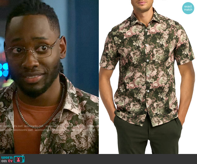 Good Man Brand Big On-Point Shirt in Kombu Green Tapestry Floral worn by Chester Phineas Runk (Brandon McKnight) on The Flash