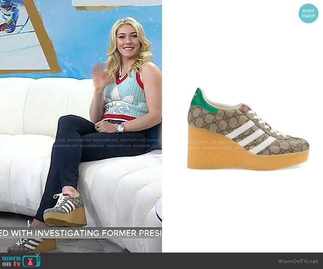 Adidas x Gucci Wedge Gazelle Sneaker worn by Mikaela Shiffrin on Today