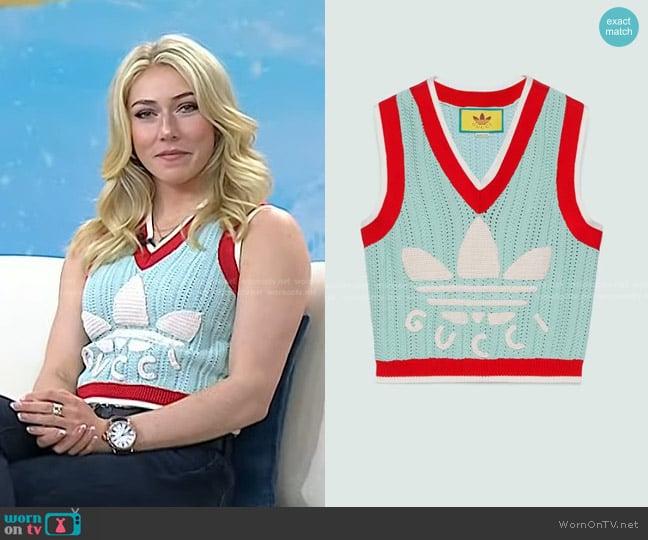 Adidas x Gucci Rib Stitch Sleeveless Top worn by Mikaela Shiffrin on Today