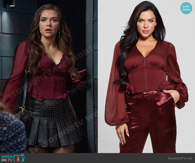 Guess Eco Hamiri Corset Top worn by Ciara Brady (Victoria Konefal) on Days of our Lives