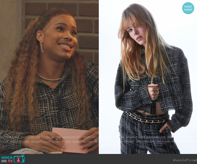 H&M Boucle Shacket worn by Nathanial Hardin (Rhoyle Ivy King) on All American Homecoming