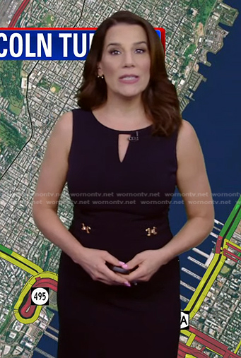 Heather’s navy keyhole sleeveless dress on Good Morning America