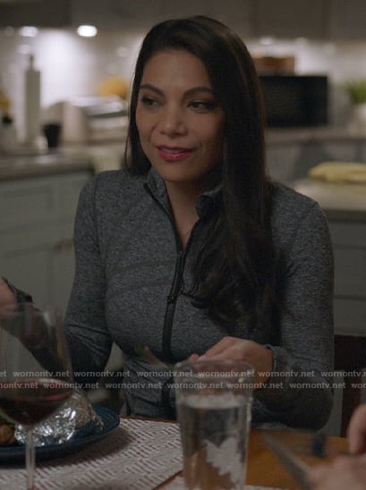 Helen’s grey marled jacket on True Lies