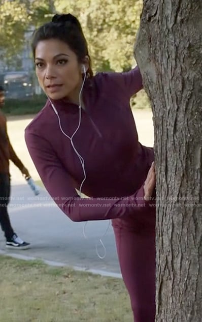 Helen’s purple workout set on True Lies