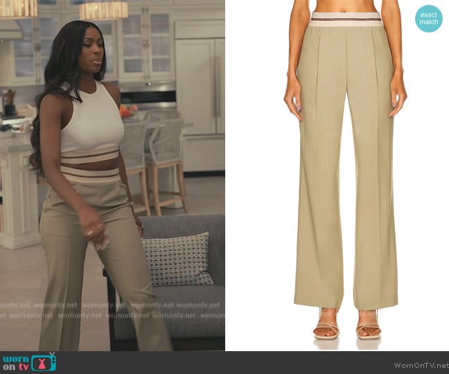 Helmut Lang Logo Band Pants worn by Hilary Banks (Coco Jones) on Bel-Air