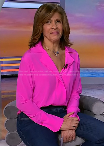 Hoda’s pink notch collar blouse on Today