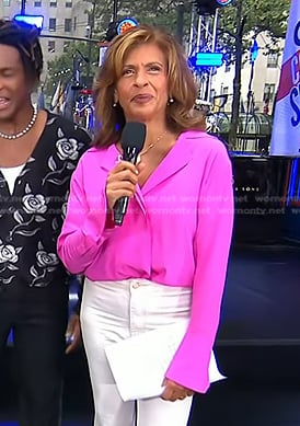 Hoda’s pink notch collar blouse on Today