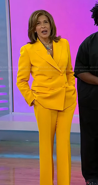 Hoda’s yellow double breasted blazer and pants on Today