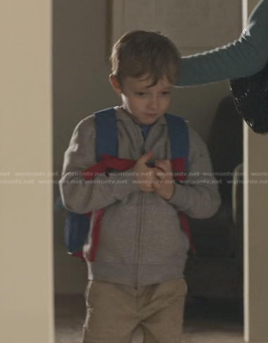 Hudson’s blue shark backpack on Sex/Life