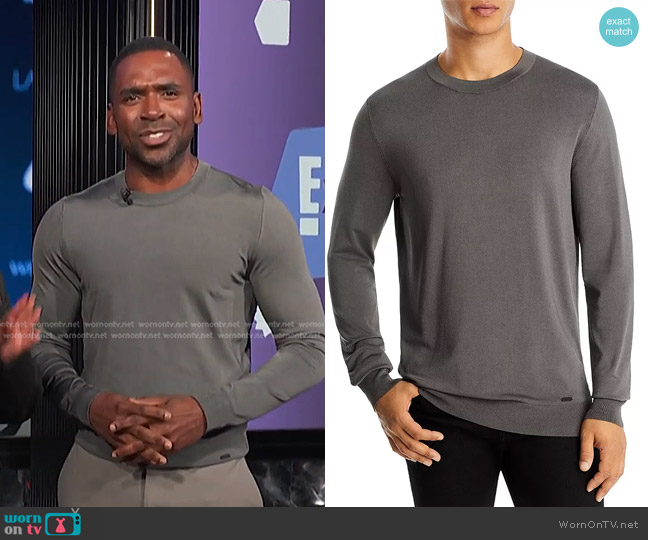 Hugo Boss San Cesar Crewneck Sweater with Metal Logo worn by Justin Sylvester on E! News