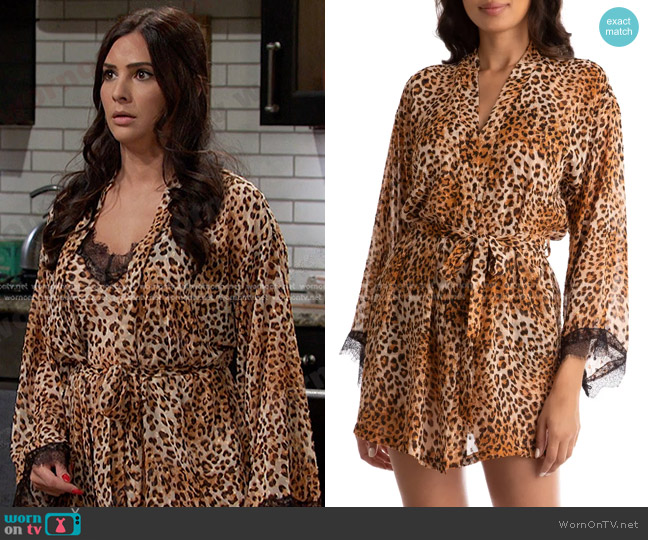 In Bloom by Jonquil Angela Leopard Print Robe worn by Gabi Hernandez (Camila Banus) on Days of our Lives