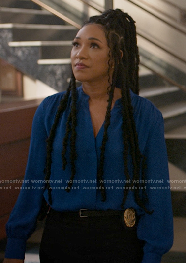 Iris’s blue blouse on The Flash