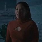 Iris’s red long sleeved top with cutout on The Flash