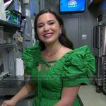 Ivy Odom’s green puff sleeve pleated dress on Today