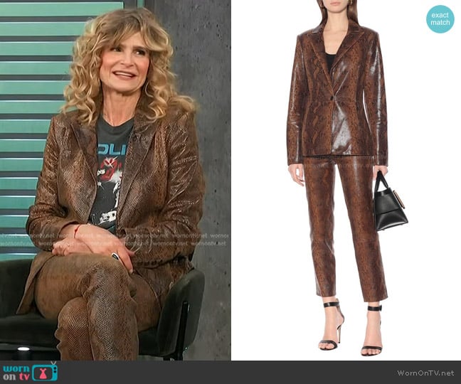 J Brand Londyn Snake-eEffect Leather Blazer worn by Kyra Sedgwick on Access Hollywood