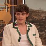 Jack Champion’s white floral embroidered shirt on The Drew Barrymore Show