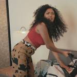 Jackie’s brown cow print pants on Bel-Air
