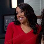 Jada’s red v-neck sweater on Days of our Lives