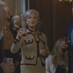 Jeane’s beige contrast trim jacket on Succession
