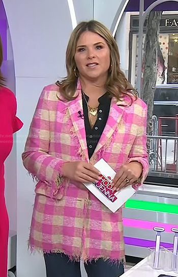 Jenna’s pink checked frayed blazer on Today