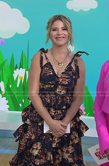 Jenna’s navy floral tiered dress on Today