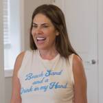 Jen Fessler’s Beach and Sand print tank on The Real Housewives of New Jersey