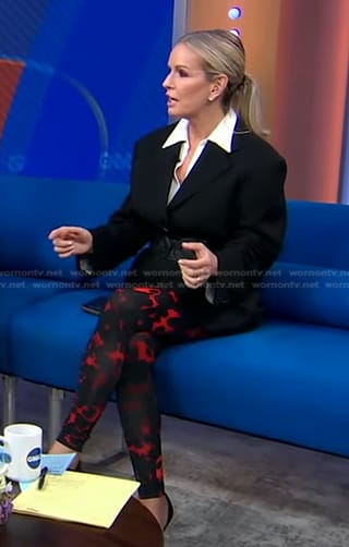 Jennifer’s black and red printed leggings on Good Morning America
