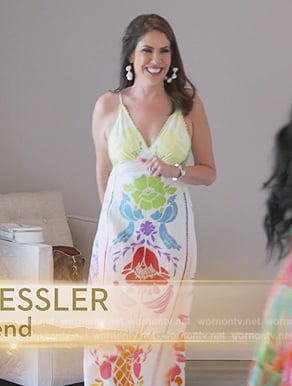 Jennifer’s multicolored printed maxi dress on The Real Housewives of New Jersey