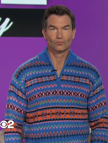Jerry’s blue fair isle sweater on The Talk