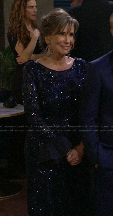 Jill’s navy sequin gown on The Young and the Restless