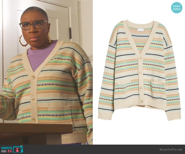 John Elliott Nogales Stripe Cardigan worn by Henrietta Wilson (Aisha Hinds) on 9-1-1