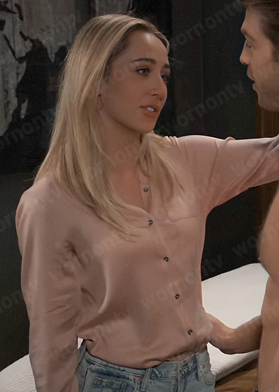 Josslyn’s blush button down shirt on General Hospital