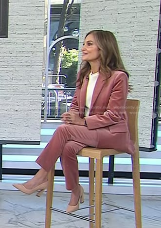 Joy Bauer’s pink velvet blazer and pants on Today