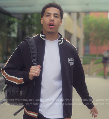 Junior’s black embroidered logo track jacket on Grown-ish