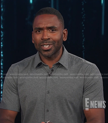 Justin’s grey short sleeve shirt on E! News
