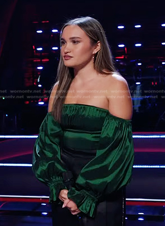 Kala Banham’s green off-shoulder top on The Voice